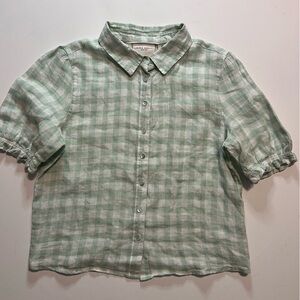 Laura Ashley Mint Green Checkered Blouse